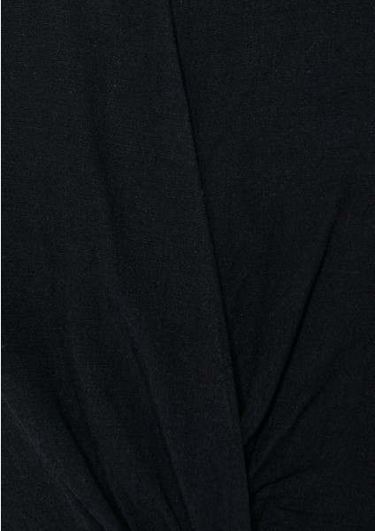 Kadın Keten Karışımlı Büzgü Detaylı Elbise 1310277-900 indirimleri