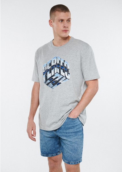 Erkek Perfectly Baskılı Gri Tişört 0611384-80196