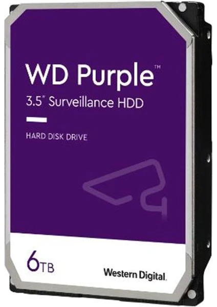 6 Tb Wd 3.5 Purple Sata3 5400RPM 64MB WD64PURZ 7/24 Guvenlık (3 Yıl Resmı Dıst Garantılı)