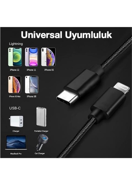 Super Şarj Örgü Tasarım 20W Hızlı Şarj Destekli 20CM Iphone Powerbank Kablosu Type C To Iphone Şarj