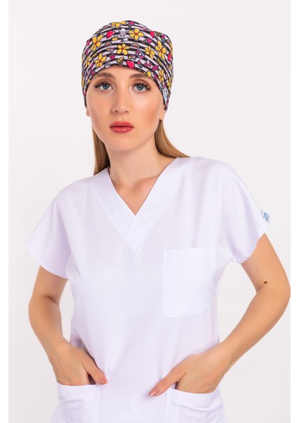 Çizgili Papatya Desenli Cerrahi Bone