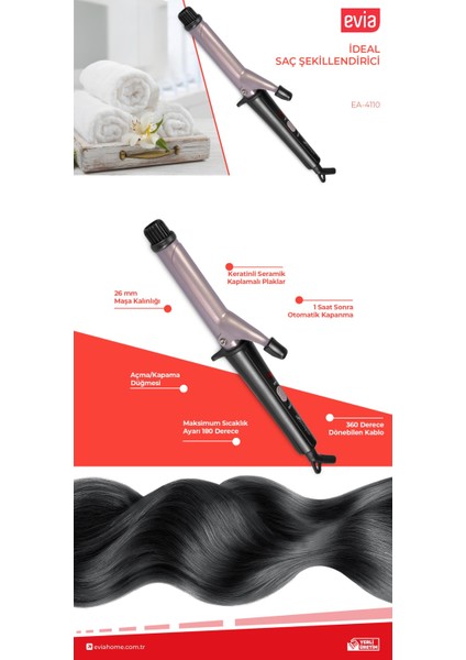 Ideal Keratin Seramik Plakalı 360 Derece Dönebilir Kablo Saç Şekillendirici Maşa modelleri