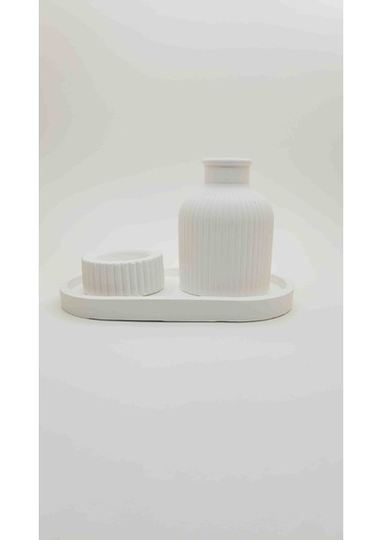 Zbdesingart Oval Sunumluk Çizgili Iskandinav Vazo Tealight Set fiyatları