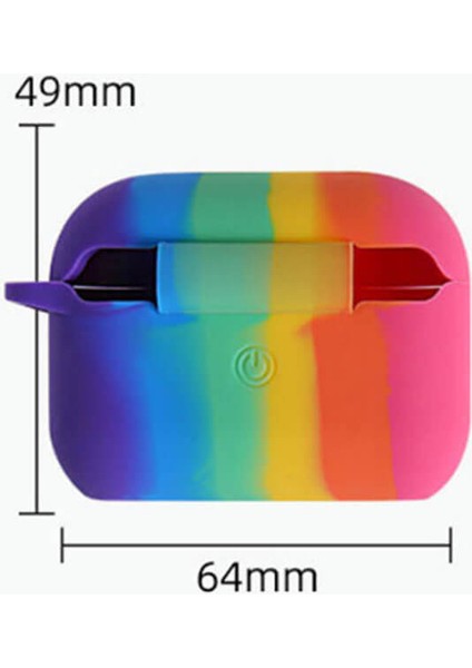 Apple Airpods Pro 1. Nesil Silikon Koruma Kılıfı Rainbow Kopçalı Koruyucu Kılıf