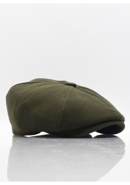 Erkek İngiliz Stili Yün Şapka Haki Kasket