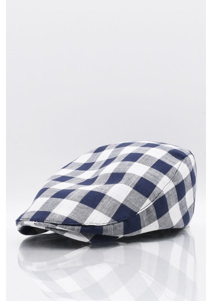 Erkek %100 Pamuk Ekose Şapka Yazlık Kasket - Lacivert
