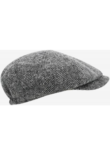 Erkek Siyah Beyaz Yün Balıksırtı Kasket modelleri