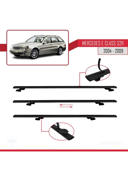 Mercedes E Class S211 2004-2009 Arası ile Uyumlu Basıc Model Ara Atkı Tavan Barı Siyah