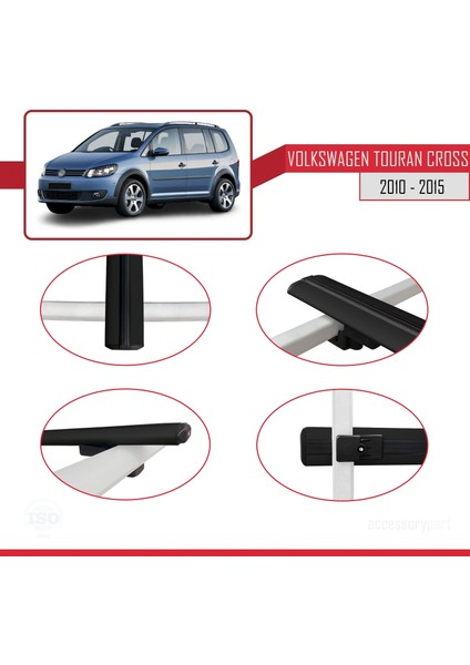 Volkswagen Touran Cross 2010-2015 Arası ile Uyumlu Basıc Model Ara Atkı Tavan Barı Siyah fırsatları
