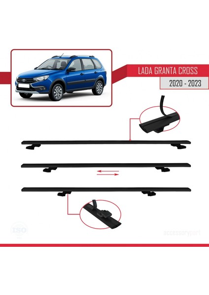 Lada Granta Cross 2020 ve Sonrası ile Uyumlu Basıc Model Ara Atkı Tavan Barı Siyah
