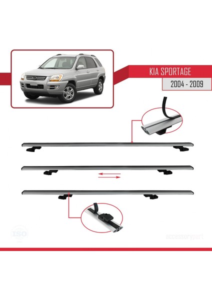 Kia Sportage 2004-2009 Arası ile Uyumlu Basıc Model Ara Atkı Tavan Barı Gri indirimleri