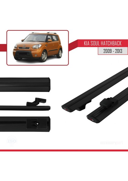 Kia Soul Hatchback 2009-2013 Arası ile Uyumlu Basıc Model Ara Atkı Tavan Barı Siyah