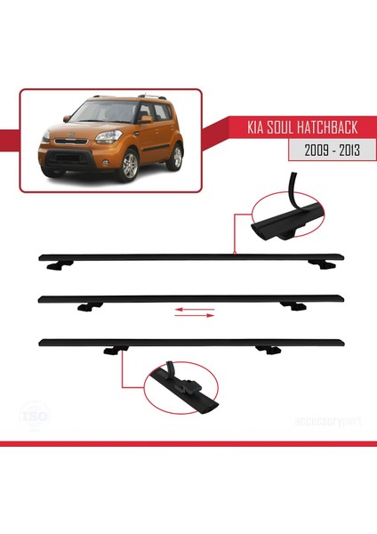 Kia Soul Hatchback 2009-2013 Arası ile Uyumlu Basıc Model Ara Atkı Tavan Barı Siyah