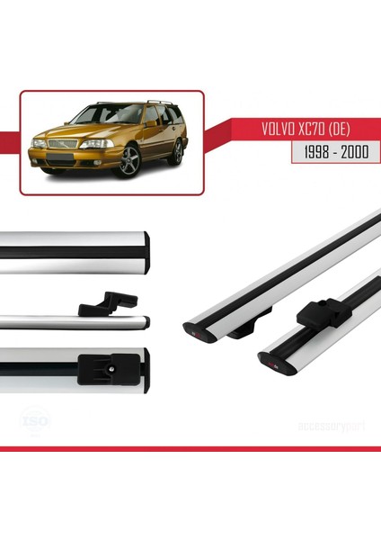 Volvo XC70 (De) 1998-2000 Arası ile Uyumlu Basıc Model Ara Atkı Tavan Barı Gri