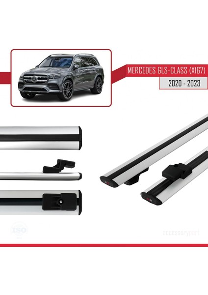 Mercedes Gls-Class (X167) 2020 ve Sonrası ile Uyumlu Basıc Model Ara Atkı Tavan Barı Gri