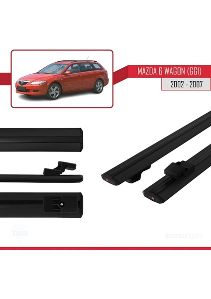 Mazda 6 (Gg1) 2002-2007 Arası ile Uyumlu Basıc Model Ara Atkı Tavan Barı Siyah