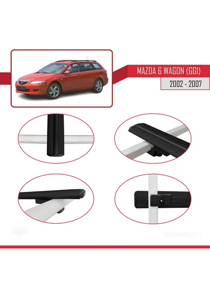 Mazda 6 (Gg1) 2002-2007 Arası ile Uyumlu Basıc Model Ara Atkı Tavan Barı Siyah