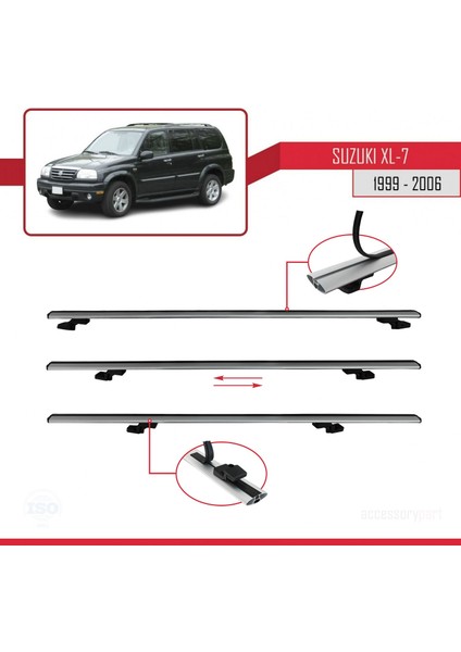 Suzuki Xl-7 1999-2006 Arası ile Uyumlu Basıc Model Ara Atkı Tavan Barı Gri