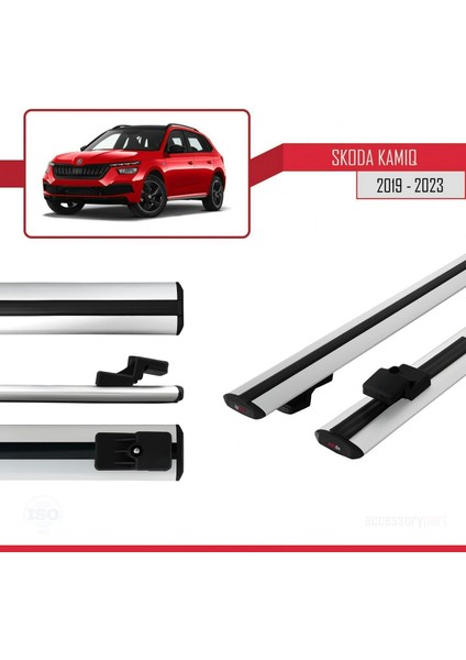 Skoda Kamiq 2019 ve Sonrası ile Uyumlu Basıc Model Ara Atkı Tavan Barı Gri