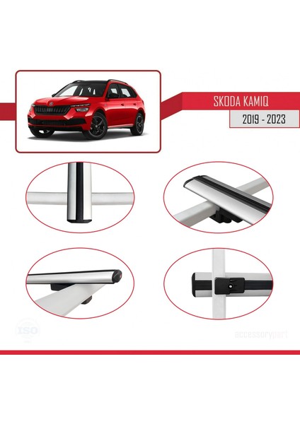 Skoda Kamiq 2019 ve Sonrası ile Uyumlu Basıc Model Ara Atkı Tavan Barı Gri
