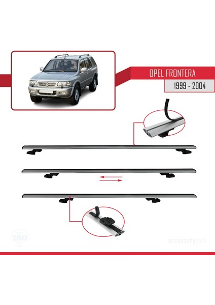 Opel Frontera 1999-2004 Arası ile Uyumlu Basıc Model Ara Atkı Tavan Barı Gri