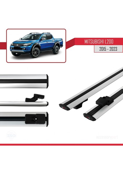 Mitsubishi L200 2015 ve Sonrası ile Uyumlu Basıc Model Ara Atkı Tavan Barı Gri
