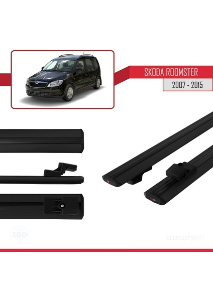 Skoda Roomster 2007-2015 Arası ile Uyumlu Basıc Model Ara Atkı Tavan Barı Siyah