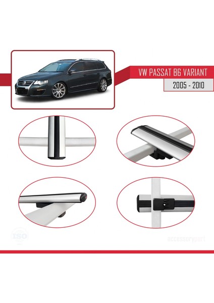 Volkswagen Passat (B6) Varıant 2005-2010 Arası ile Uyumlu Basıc Model Ara Atkı Tavan Barı Gri