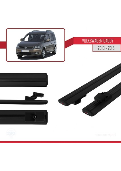 Volkswagen Caddy 2010-2015 Arası ile Uyumlu Basıc Model Ara Atkı Tavan Barı Siyah