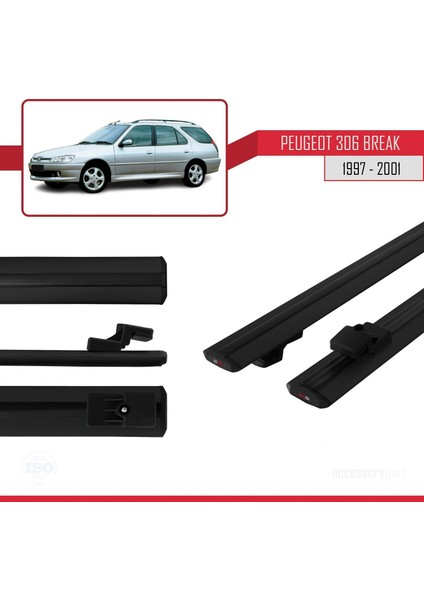 Peugeot 306 Estate 1997-2001 Arası ile Uyumlu Basıc Model Ara Atkı Tavan Barı Siyah modelleri