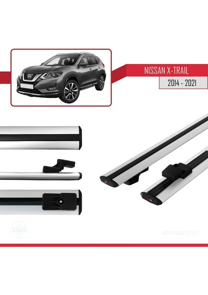 Nissan X-Trail 2014-2021 Arası ile Uyumlu Basıc Model Ara Atkı Tavan Barı Gri modelleri