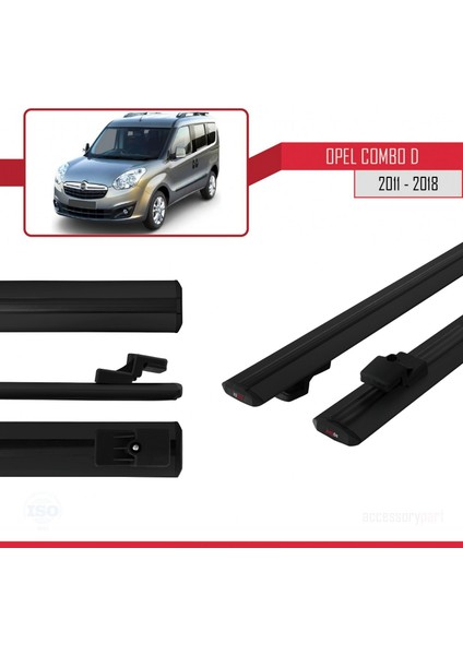 Opel Combo (D) 2012-2018 Arası ile Uyumlu Basıc Model Ara Atkı Tavan Barı Siyah