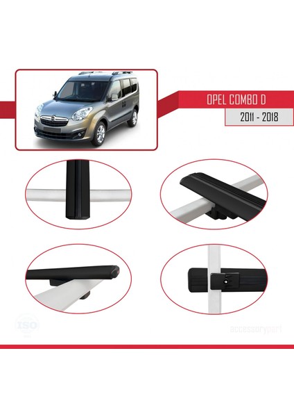 Opel Combo (D) 2012-2018 Arası ile Uyumlu Basıc Model Ara Atkı Tavan Barı Siyah