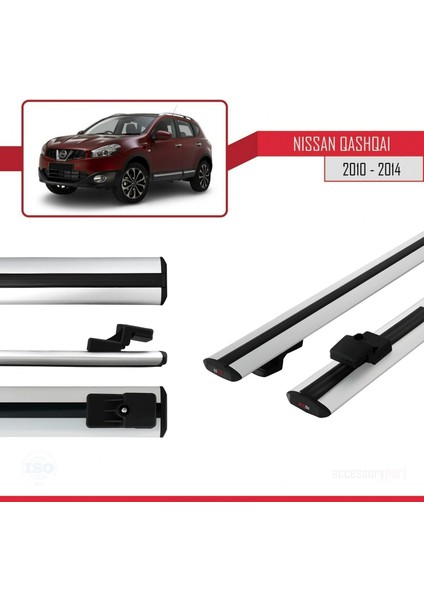 Nissan Qashqai 2010-2014 Arası ile Uyumlu Basıc Model Ara Atkı Tavan Barı Gri