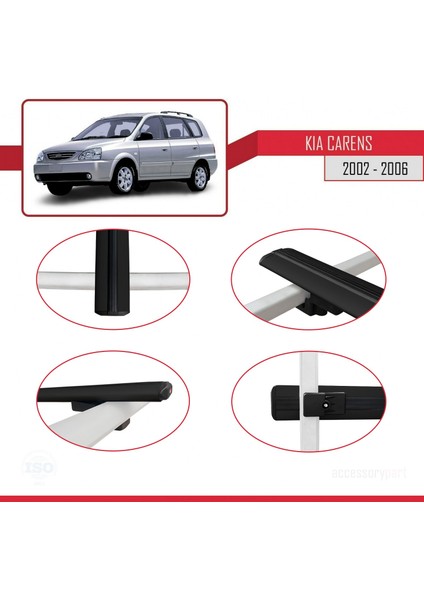 Kia Carens 2002-2006 Arası ile Uyumlu Basıc Model Ara Atkı Tavan Barı Siyah