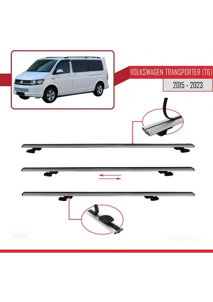 Volkswagen Transporter (T6) 2015 ve Sonrası ile Uyumlu Basıc Model Ara Atkı Tavan Barı Gri