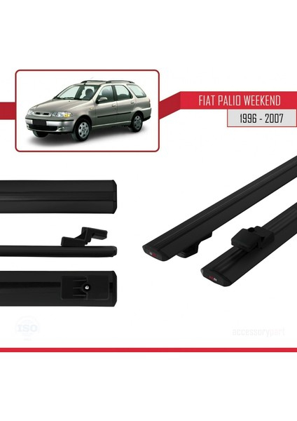 Fiat Palio Weekend 1996-2007 Arası ile Uyumlu Basıc Model Ara Atkı Tavan Barı Siyah