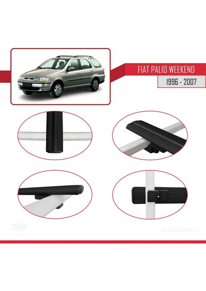 Fiat Palio Weekend 1996-2007 Arası ile Uyumlu Basıc Model Ara Atkı Tavan Barı Siyah