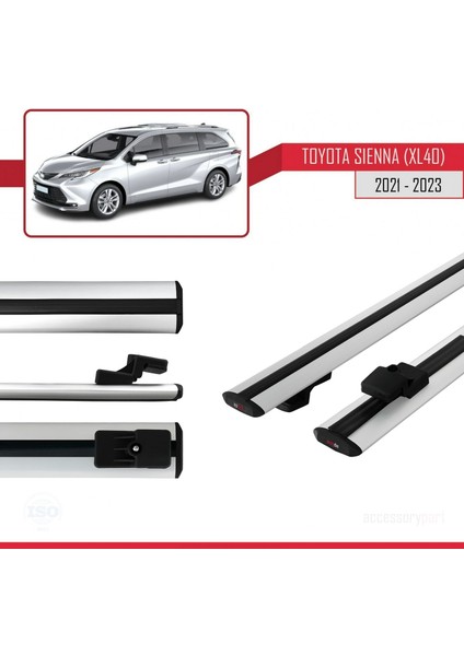 Toyota Sienna (XL40) 2021 ve Sonrası ile Uyumlu Basıc Model Ara Atkı Tavan Barı Gri modelleri