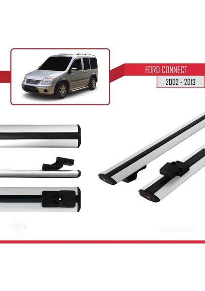 Ford Connect 2002-2013 Arası ile Uyumlu Basıc Model Ara Atkı Tavan Barı Gri