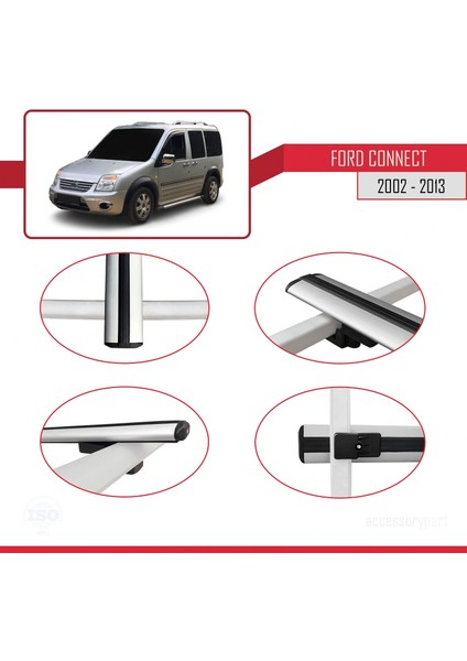 Ford Connect 2002-2013 Arası ile Uyumlu Basıc Model Ara Atkı Tavan Barı Gri