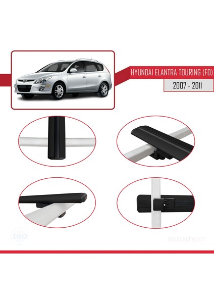 Hyundai Elantra Touring (Fd) 2007-2011 Arası ile Uyumlu Basıc Model Ara Atkı Tavan Barı Siyah fırsatları