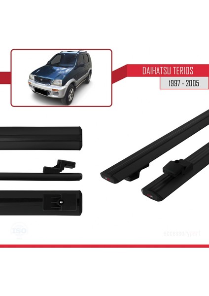 Daihatsu Terios 1997-2005 Arası ile Uyumlu Basıc Model Ara Atkı Tavan Barı Siyah