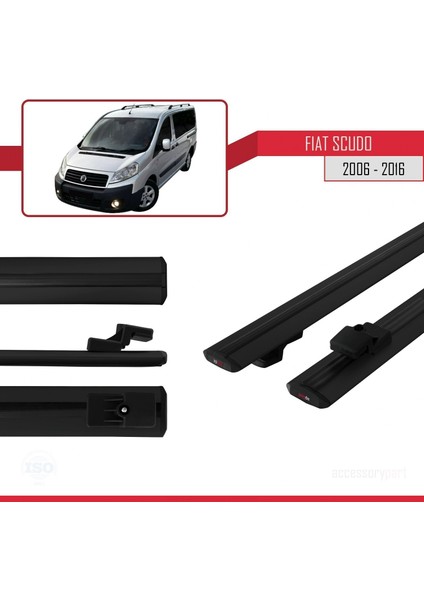 Fiat Scudo 2006-2016 Arası ile Uyumlu Basıc Model Ara Atkı Tavan Barı Siyah