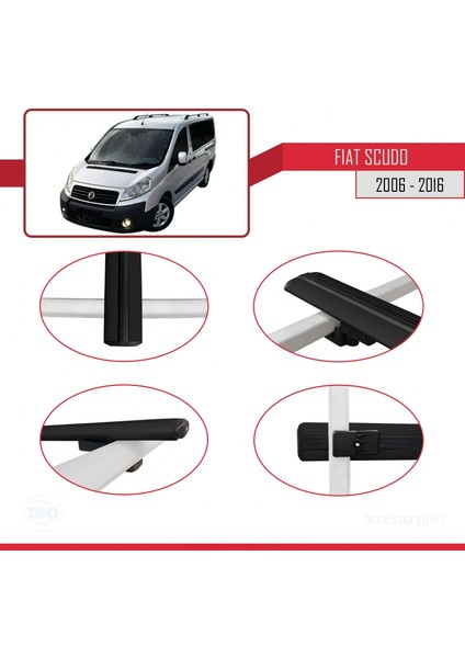 Fiat Scudo 2006-2016 Arası ile Uyumlu Basıc Model Ara Atkı Tavan Barı Siyah