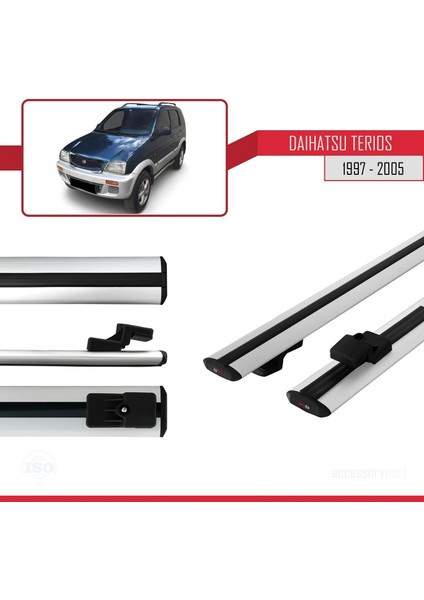 Daihatsu Terios 1997-2005 Arası ile Uyumlu Basıc Model Ara Atkı Tavan Barı Gri