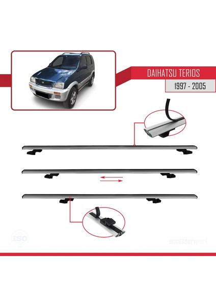 Daihatsu Terios 1997-2005 Arası ile Uyumlu Basıc Model Ara Atkı Tavan Barı Gri