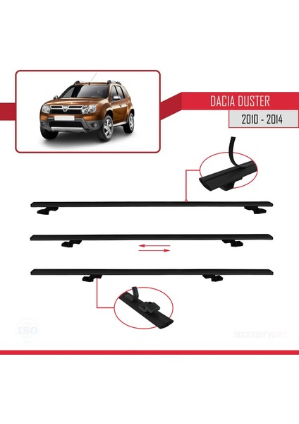 Dacia Duster 2010-2014 Arası ile Uyumlu Basıc Model Ara Atkı Tavan Barı Siyah