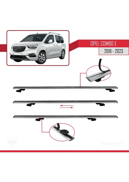 Opel Combo (E) Panelvan 2019 ve Sonrası ile Uyumlu Basıc Model Ara Atkı Tavan Barı Gri