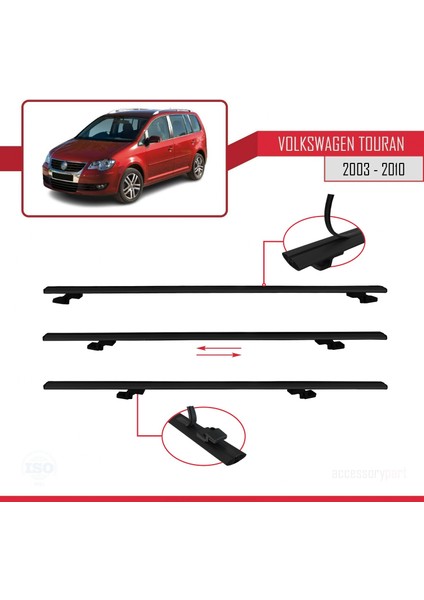 Volkswagen Touran 2003-2010 Arası ile Uyumlu Basıc Model Ara Atkı Tavan Barı Siyah indirimleri
